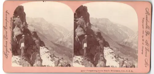 Stereo-Fotografie Keystone View Company, Meadville, Ansicht Needle Mountains, CO, Prospecting in the Needle Mountains