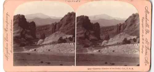 Stereo-Fotografie Keystone View Company, Meadville, Ansicht Garden of the Gods, CO, Gateway