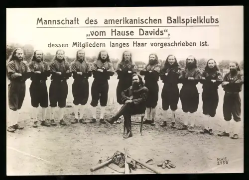 Riesen-AK Mannschaft des amerikanische Ballspielklubs vom Hause Davids