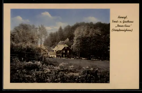 AK Tambach, Herzogl. Forst- und Gasthaus Neues Haus, Vierpfennighaus