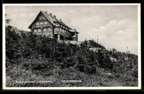 AK Heufuderbaude /Bad Flinsberg, Blick zur Berghütte