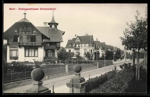 AK Bern, Blick auf die Ensingerstrasse mit Villen