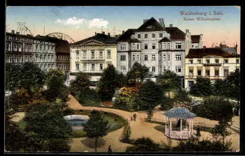 AK Waldenburg i. Schl., Kaiser Wilhelmsplatz mit Park