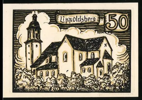 Notgeld Hofgeismar, 50 Pfennig, Klosterkirche Lippoldsberg und Säulenmotiv