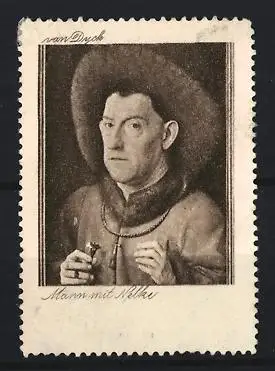 Reklamemarke Mann mit Nelke von Van Dyck