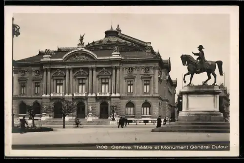 AK Genève, Théâtre et Monument Général Dufour