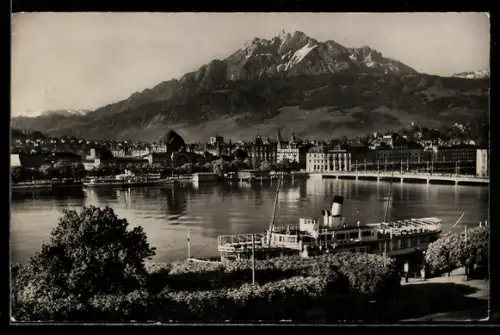 AK Luzern, Ortsansicht mit Pilatus