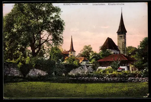 AK Interlaken, Blick zur Klosterkirche