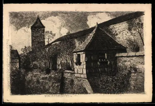 Künstler-AK Rothenburg, Die Burg