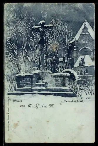 AK Frankfurt a. M., Peterskirchhof im Winter