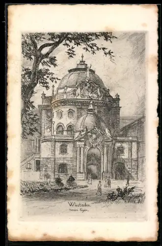 Künstler-AK Wiesbaden, Neues Foyer