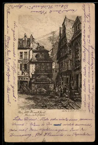 Künstler-AK Frankfurt am Main, Alt-Frankfurt, Hainerhöfchen