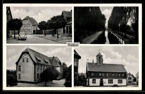 AK Trebur /Kr. Gross-Gerau, Rathaus, Strassenpartie, Uferpartie