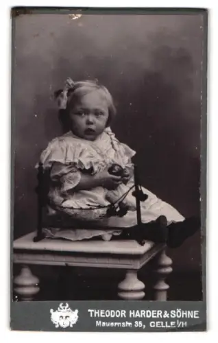 Fotografie Theodor Harder & Söhne, Celle, Mauernstrasse 35, Kleinkind mit Spielzeug