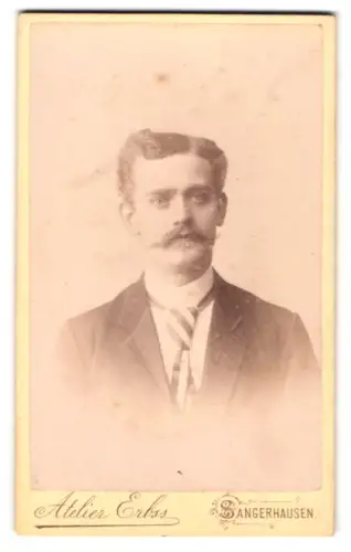 Fotografie Carl Erbss, Sangerhausen, Bahnhofstrasse, Porträt eines Mannes mit Schnurrbart