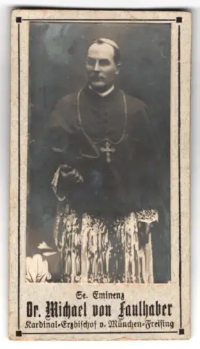Fotografie unbekannter Fotograf und Ort, Kardinal-Erzbischof v. München-Freising Dr. Michael von Faulhaber im Porträt
