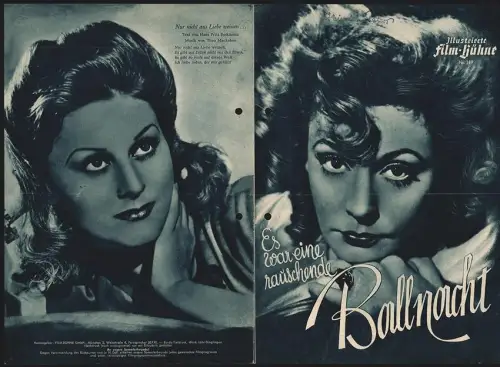 Filmprogramm IFB Nr. 389, Es war eine rauschende Ballnacht, Zarah Leander, Marika Rökk, Regie: Carl Boese