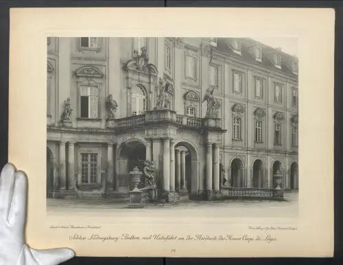 36 Fotografien Lichtdrucke Ansicht Ludwigsburg, Detailansichten des Schloss Ludwigsburg, Fassade, Portal und Prunkräumen