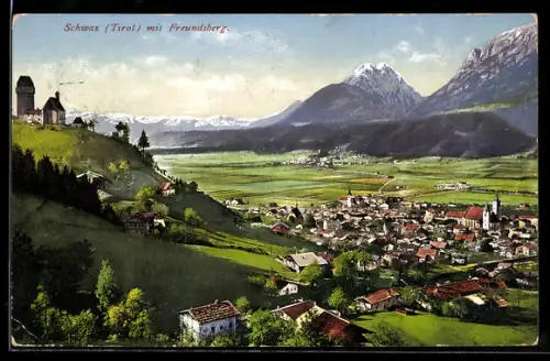 AK Schwaz /Tirol, Ortsansicht mit Freundsberg