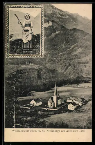 AK Eben am Achensee, St. Nothburga aus der Vogelschau