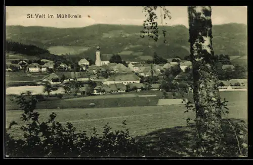 AK St. Veit im Mühlkreis, Teilansicht mit Kirche