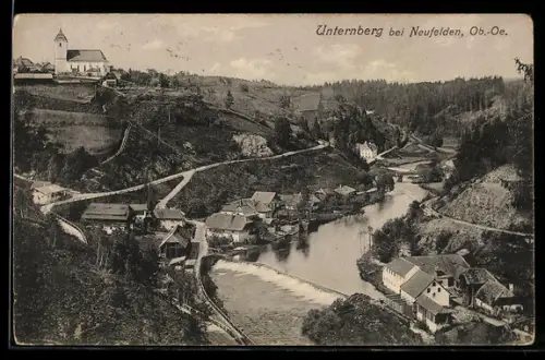 AK Neufelden, Unternberg, Häuser am Fluss