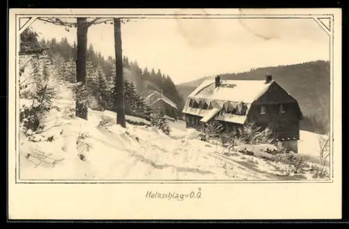 AK Schwarzenberg am Böhmerwald, Holzschlag, Touristenhaus im Winter