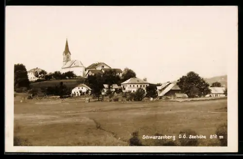AK Schwarzenberg /O.Ö., Panorama mit Kirche