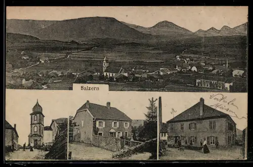 AK Salzern, Kirche, Pfarrhaus, Kirchplatz, Zollhaus