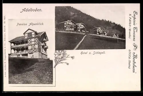 AK Adelboden, Hotel zum Schlegeli, Pension Alpenblick