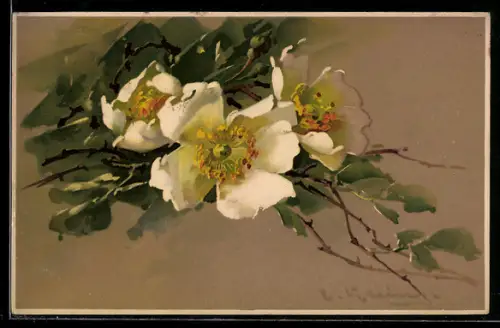 Künstler-AK Catharina Klein: Gelbe Blüten am Zweig