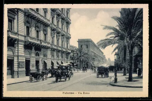 AK Palermo, Via Roma, Strassenansicht