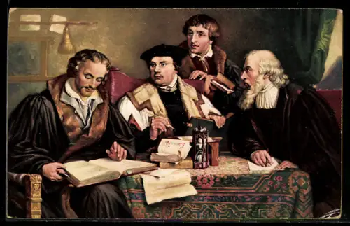 AK Die Reformatoren Martin Luther, Philipp Melanchthon, Huldrych Zwingli, Martin Bucer