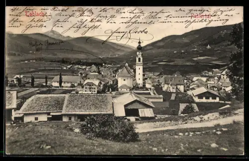 AK Dobbiaco / Toblach, Ortsansicht mit Blick ins Pustertal