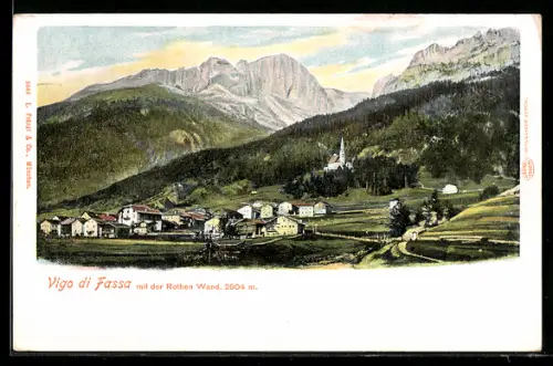 AK Vigo di Fassa, Gesamtansicht mit Umgebung vor der Rothen Wand