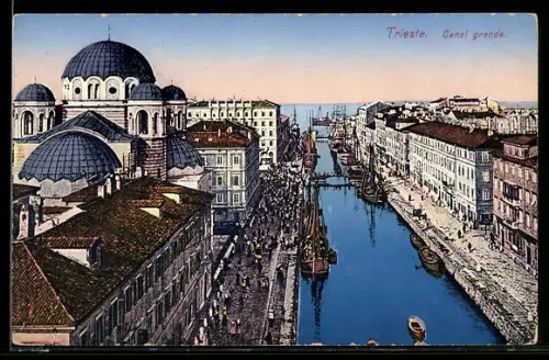 AK Trieste, Canal grande aus der Vogelschau