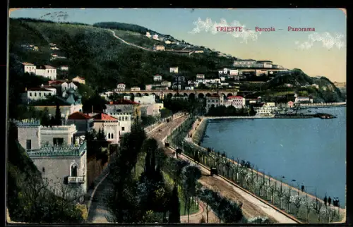 AK Trieste, Barcola, Panoramablick auf den Ort