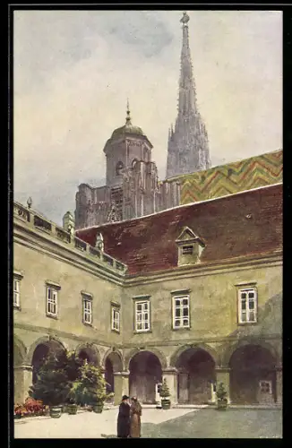 Künstler-AK Wien, Hof des Erzbischöflichen Palais
