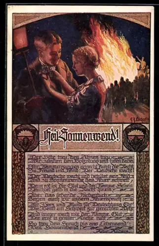 AK Deutscher Schulverein NR 914: Liebespaar beim Fest zur Sonnenwende