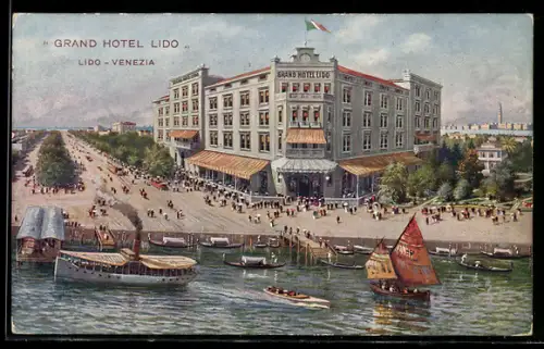 Künstler-AK Lido di Venezia, Grand Hotel Lido