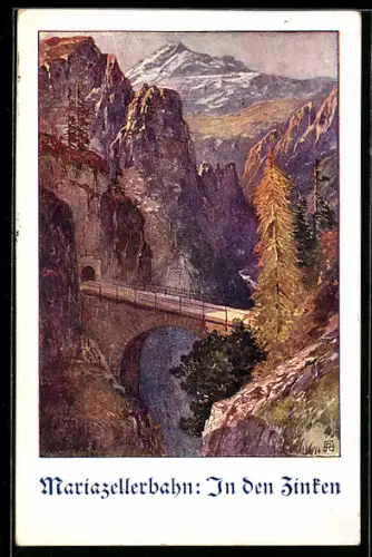 AK Mariazell, Mariazellerbahn: In den Zinken, Deutscher Schulverein
