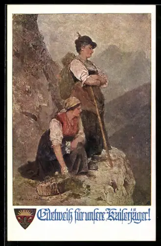 AK Deutscher Schulverein NR 839: Edelweiss für unsere Kaiserjäger! Alpenmädchen