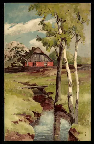 Künstler-AK Meissner & Buch (M&B) Nr. 1308: Haus an einem Fluss