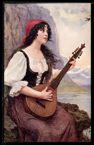 AK Mignon spielt auf ihrer Laute ein Lied