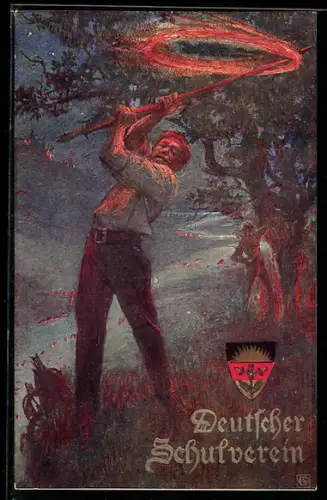 Künstler-AK Deutscher Schulverein, Feuerring