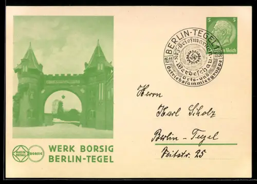 AK Berlin-Tegel, Werk Rheimetall-Borsig, Zufahrt, Ganzsache