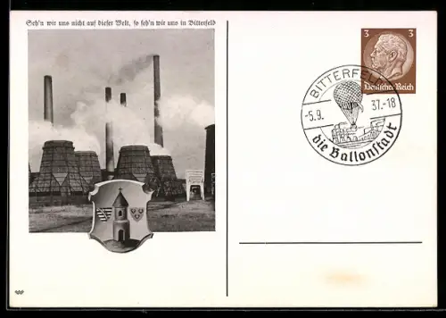 AK Bitterfeld, 40 Jahre Verein der Briefmarkenfreunde, Industriegelände, Ganzsache