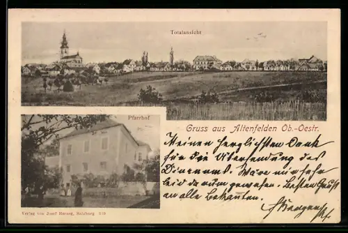 AK Altenfelden /Ob.-Oestr., Totalansicht und Pfarrhof