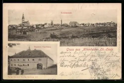 AK Altenfelden /Ob.-Oestr., Totalansicht, Thallers Gasthaus