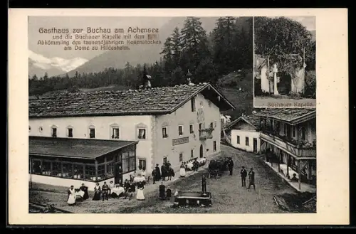 AK Buchau am Achensee, Gasthaus zur Buchau und Buchauer Kapelle